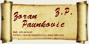 Zoran Paunković vizit kartica